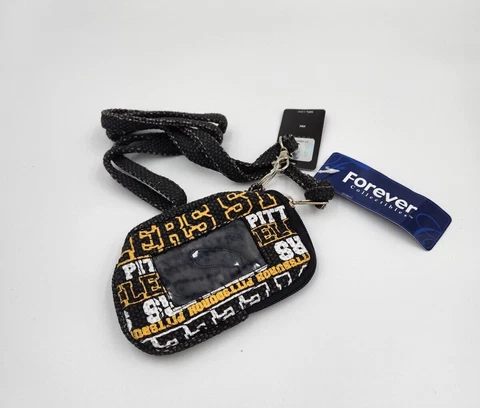 PIT Steelers NFL Team Lic. Wordmark ID Wallet w/Lanyard, Forever Collectible Cover