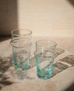 Recycled Moroccan Beldi Tea Glasses Set of 6 - Tea Glasses Set - Picture 1 of 8