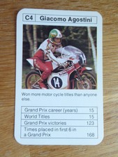GIACOMO AGOSTINI WORLD MOTOR CYCLE CHAMPION CARD ACE SPORTING ACES MINT 1977-78