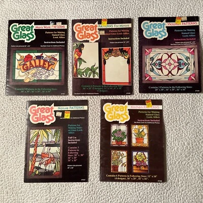 Lot Of 5 Vintage Great Glass Patterns Books Making Stained Glass Look Alikes - Image 1 of 4