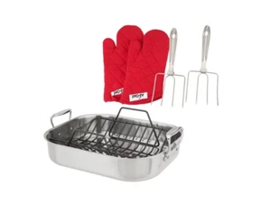 Astador seguro para lavavajillas de acero inoxidable totalmente revestido con guantes y tenedores (su elección) - Imagen 1 de 4