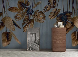 3D Retro Leaves 0065NA Wallpaper Wall Mural Removable Self-adhesive Jenny - Picture 1 of 11