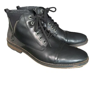 Rieker Men Boots F5512-00 Ankle Boots Black Leather Zip Lace-up - Picture 1 of 11