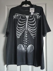 AE Glow-In The-Dark Skeleton Halloween Graphic T-Shirt Size L/XL - Picture 1 of 11