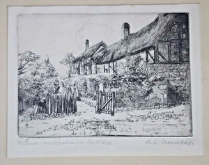 Signierter R L Armitage Druck Anne Hathaway's Cottage Mitte 20. Jahrhundert 13 x10cm - Bild 1 von 6