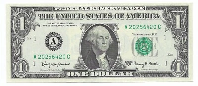 1963A $1 BOSTON FRN. Crisp & UNCIRCULATED Banknote.  A/C Block - Image 1 of 2