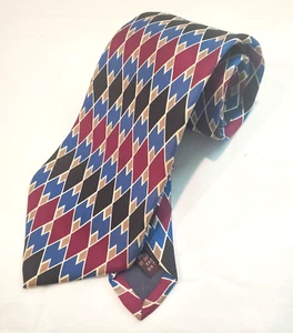 Jos A Bank Executive Collection Mens Necktie Silk Red Blue Diamond Pattern - Picture 1 of 6