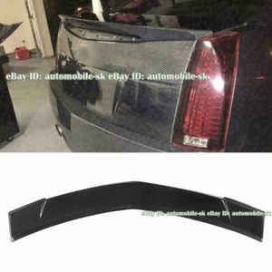 For Cadillac CTS Sedan 2008-2013 Carbon Fiber Rear Trunk Boot Spoiler Wing Trim - Picture 1 of 10