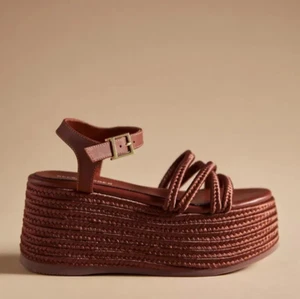 NEW Kelsi Dagger 9.5 Brooklyn Mend Braided Strap Platform Wedge Sandal Rope Open - Picture 1 of 9