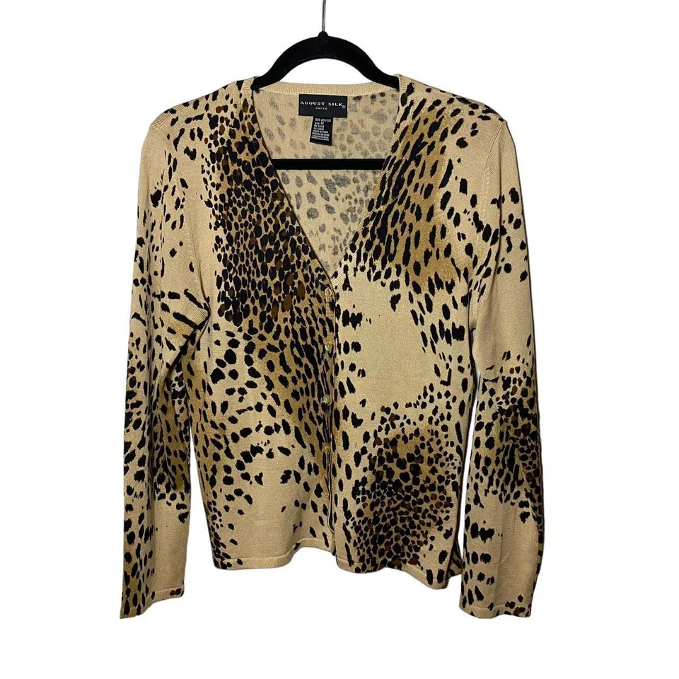 Silk Cheetah Print Cardigan, medium - Image 1 of 4