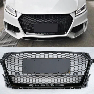 Full Black Honeycomb Front Bumper Grille For Audi TT TTS 2015-2018 TTRS Style - Image 1 of 4