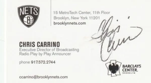 BROOKLYN NETS PLAY BY PLAY ANNOUNCER CHRIS CARRINO SIGNED BUSINESS CARD RARE - Picture 1 of 1