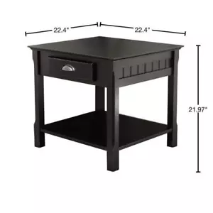 WINSOME WOOD End Table 21.97" H X 22.4" W, Square Wood Frame Material In Black - Picture 1 of 8