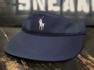 Polo Ralph Lauren US Open Tennis Navy Blue Pony Sun Brimmer Visor Hat Adjustable - Picture 1 of 3