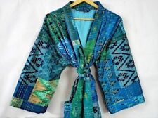 Vintage Silk Dressing Gown Kimono Robe Indian Recycled Silk House Wear Wrap Coat