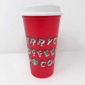 Starbucks Holiday Christmas 2019 riutilizzabile grande tazza calda caffè rosso allegro 16 oz - Foto 1 di 4