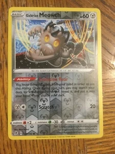 Pokemon Rare Reversed Foil Galarian Meowth Rebel Clash #125/192 Near Mint - Bild 1 von 1