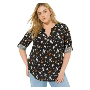 Torrid Halloween Harper Rayon 3/4 Arm Halloween Oberteil. Größe 3 - Bild 1 von 9