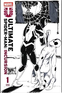 Ultimate Spider-Man: Incursion 1 Marvel copertina schizzo fumetto con arte cast originale - Foto 1 di 6