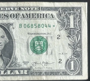 (B 2013 DUPLICATE STAR NOTE!) $1 Duplicate Star Note B06858044* Series B 2013 FW - Picture 1 of 4