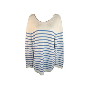 Talbots Halbpullover Halbshirt Oberteil weiß blau gestreift Baumwolle gewebt Gr. L - Bild 1 von 8