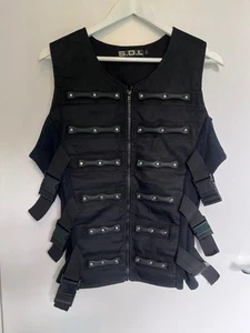 S.D.L sdl assassin gothic pistol vest black metal studs adjustable size XL - Picture 1 of 7