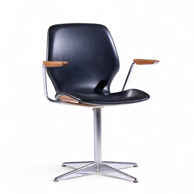 Silla giratoria Westnofa Mid Century de teca y cromo Foto 1 de 4