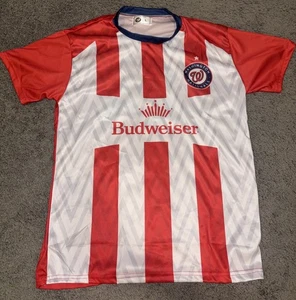 Washington Nationals Soccer Jersey Size Large Red White 2024 SGA Budweiser Promo - Picture 1 of 3