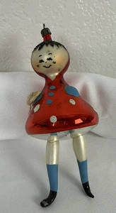 Vintage DeCarlini adorno de vidrio de mercurio - niña en vestido rojo con lunares - ¡NOTA! - Imagen 1 de 11