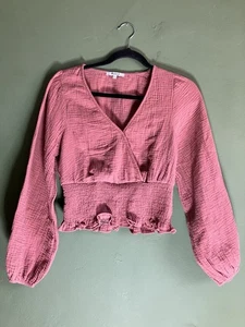 Madewell Julianne gesmoktes Taillen Top tiefer V-Ausschnitt mit Ballonärmeln Gr. SM - Bild 1 von 5