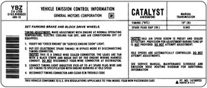 1986 Firebird 2.8L with Manual Transmission Emission Decal (Code "YBZ") - Picture 1 of 1