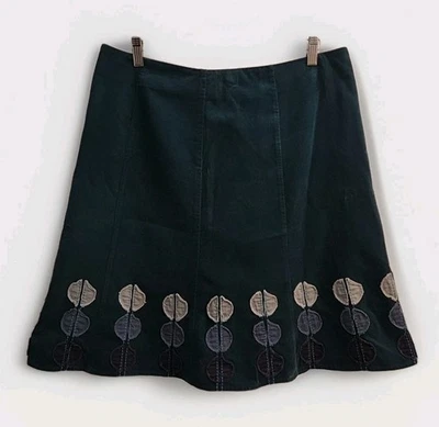 Boden Talla Falda 12 líneas A de algodón verde azulado pana apliques círculos Lagenlook Foto 1 de 4