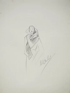 Atelier VIONNET - Dessin original - Crayon - Écharpe 147 - Imagen 1 de 2