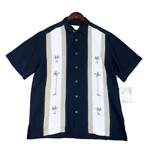 Havana Jack's Cafe Hawaiian Shirt Men's XL Black Palm Tree Print Short Seeve NWT - Picture 1 of 11