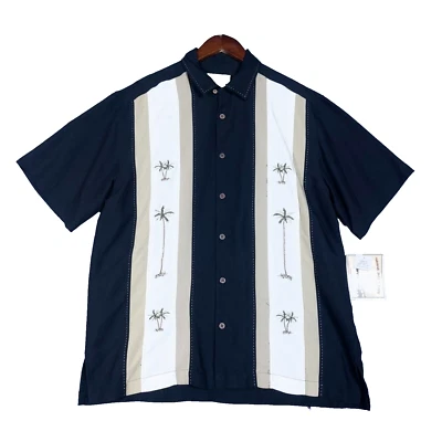 Havana Jack's Cafe Hawaiian Shirt Men's XL Black Palm Tree Print Short Seeve NWT - Image 1 of 4