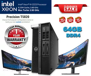 4-CORE Dell Precision T5820 W-2223 3.60GHz 64GB DDR4 1TB NVMe SSD 2TB SATA HDD - Picture 1 of 13