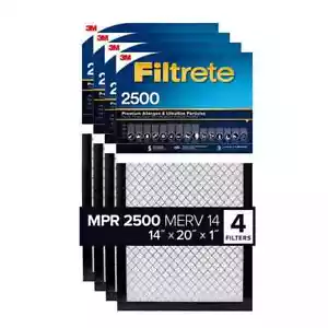 3M Filtrete MPR 2500 14x20x1 Air Filter Reduce Dust Bacteria Virus Smoke 4 Pack - Picture 1 of 5
