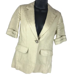 Cabi Style 902 Safari So Good Jacket Blazer Beige Tan Short Sleeve Linen XS - Picture 1 of 12