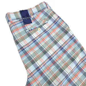 Peter Millar Mens 34 Crown Crafted Matlock Seersucker Madras Flat Front Shorts - Picture 1 of 6