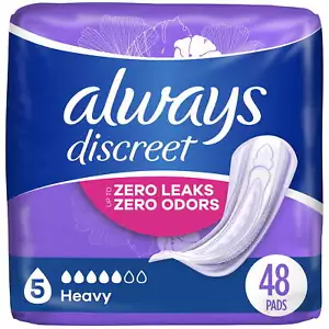 Always Discreet Incontinence Pads, Heavy Absorbency, Regular Length, 48 CT - Picture 1 of 11