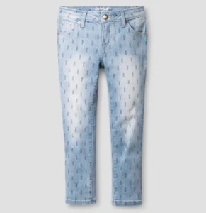 Cat & Jack Girls Light Denim Arrow Print Super Skinny Cropped Jeans Capris Sz 6 - Picture 1 of 1