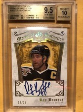 2005/06 SP AUTHENTIC-RAY BOURQUE “MARKS OF DISTINCTION” AUTO #/25 BECKETT GRADED