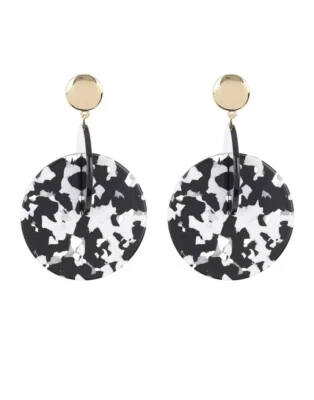 Brincos Trina Turk de resina preta branca 3" amostra US$ 44 JT23/jc716 - Imagem 1 de 4