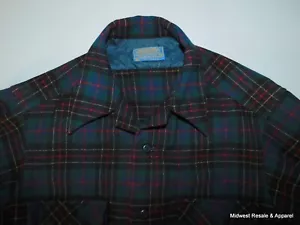 Camisa Pendleton de lana para hombre verde a cuadros con botones frontales talla M (desgarro) - Imagen 1 de 10