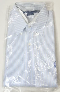 Polo Ralph Lauren Mens 100% Cotton Shirt Blue Pony Logo Blake Size Large Striped - Picture 1 of 6