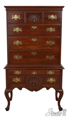 60466EC: HENKEL HARRIS Cherry Queen Anne 2 Piece Highboy Cover