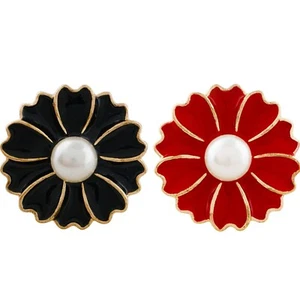 Blume Druckknopf Schmuck Ingwer Charm Goldrand weiße Perle 20mm individueller Druckknopf - Bild 1 von 11