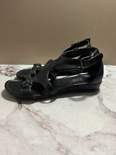 Ecco Black Leather Wedge Sandal Strappy Size 37