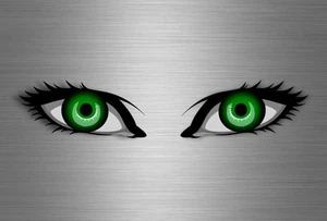 2x sticker eye helmet vinyl motorcycle kart evil eyes van racer decal green - Picture 1 of 1