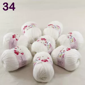 8skeinsx50g Bebé Lana de Seda de Cachemira Niños Hilo de Tejer a Mano 1834 Blanco - Imagen 1 de 24